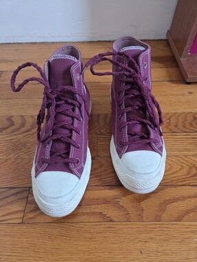 Burgundy Converse Hightop Platforms